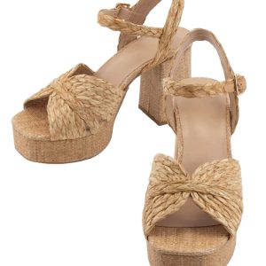 Damen raffia Plattform Sandale 7827036340284