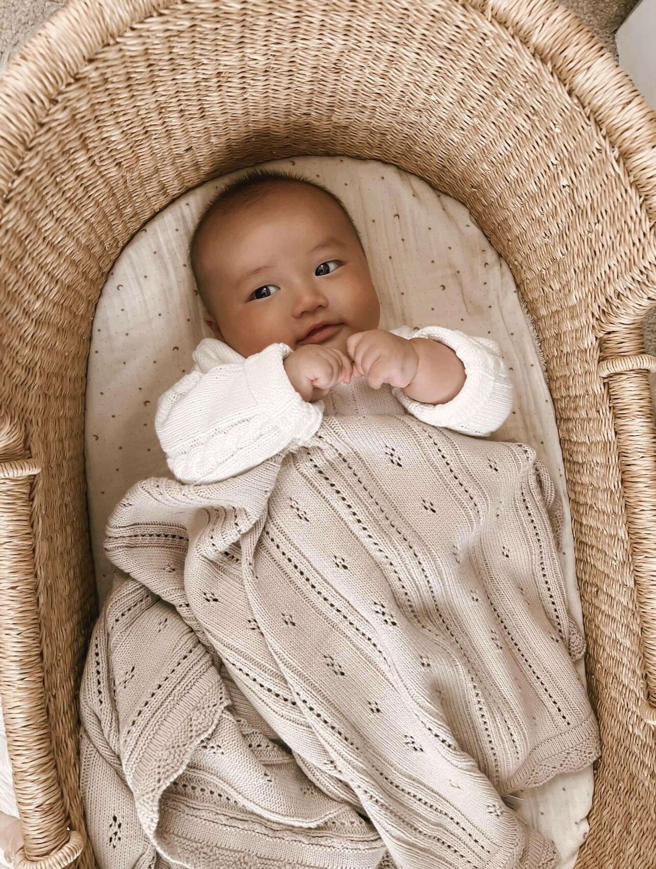 Pointelle Babydecke – Beige