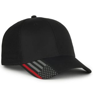 outdoor cap OC601M schwarz Service Streifen uns Flagge strukturiert LKW-Hut