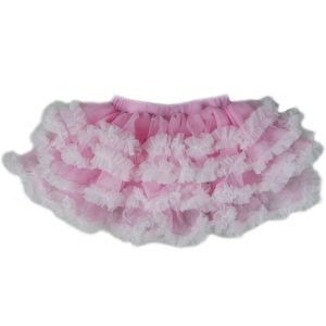 Rosa-weißer Tutu-Rock mit Rüschenbesatz für Mädchen, S (9–24 Monate)–XL (6–8 Jahre)