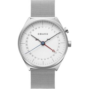 Obaku Herren dato weiße Zifferblatt Armbanduhr