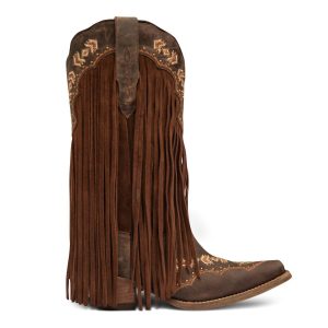 Damen franny Leder cowgirl Stiefel in Honig 7749103878204