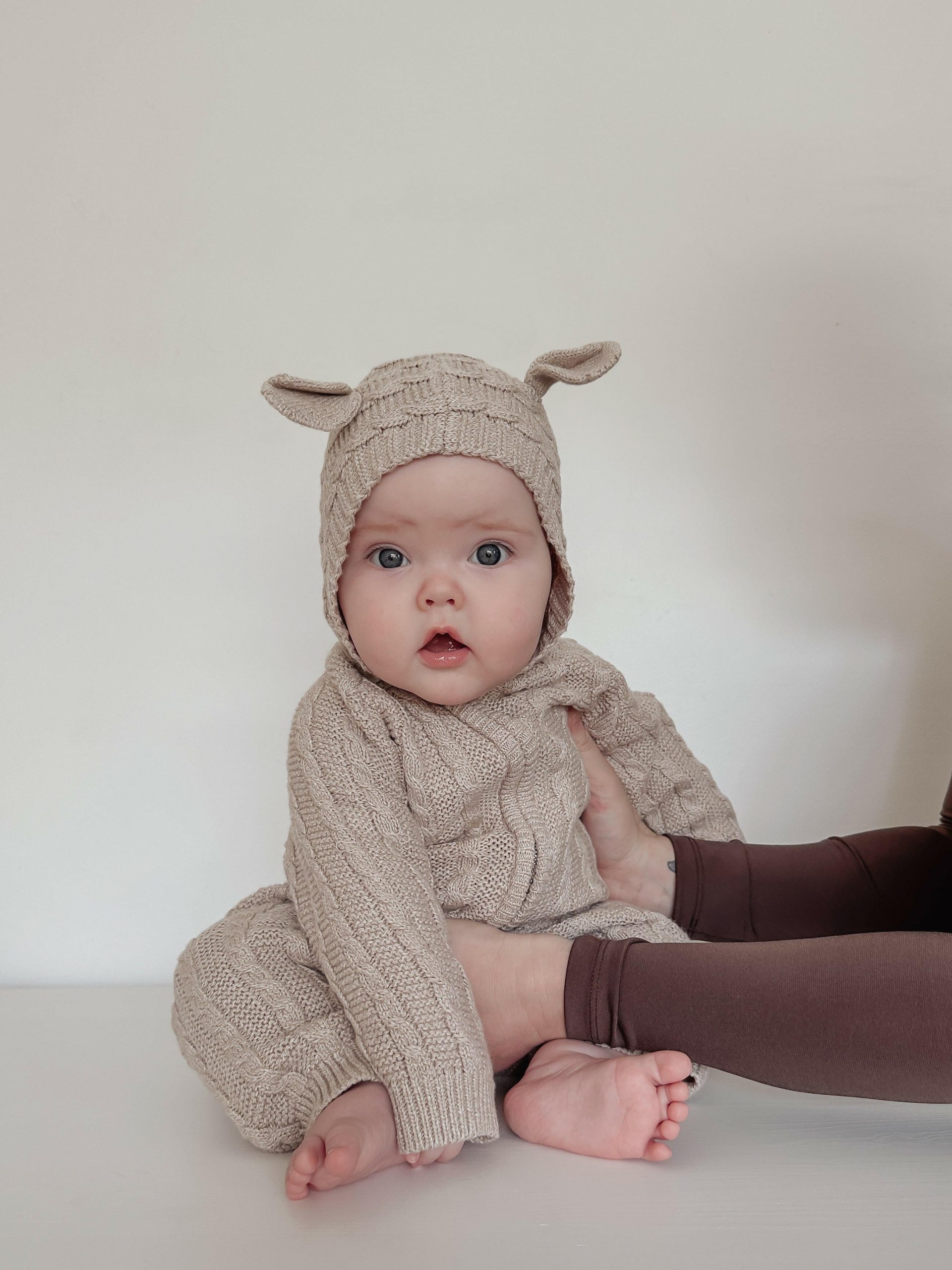 Luna + Luca Baby Bear Pullover – Heather Beige