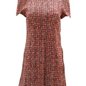 Alexander McQueen Tweed Shift Kleid aus roter Baumwolle