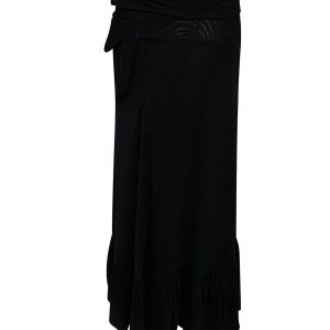 Ganni Addison Wrap Dot Mesh Rock aus schwarzem Nylon