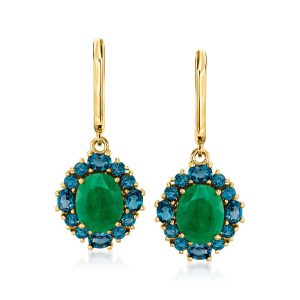 Ross-Simons Emerald and London blau topaz Tropfen Ohrringe in 18kt Gold über Sterling