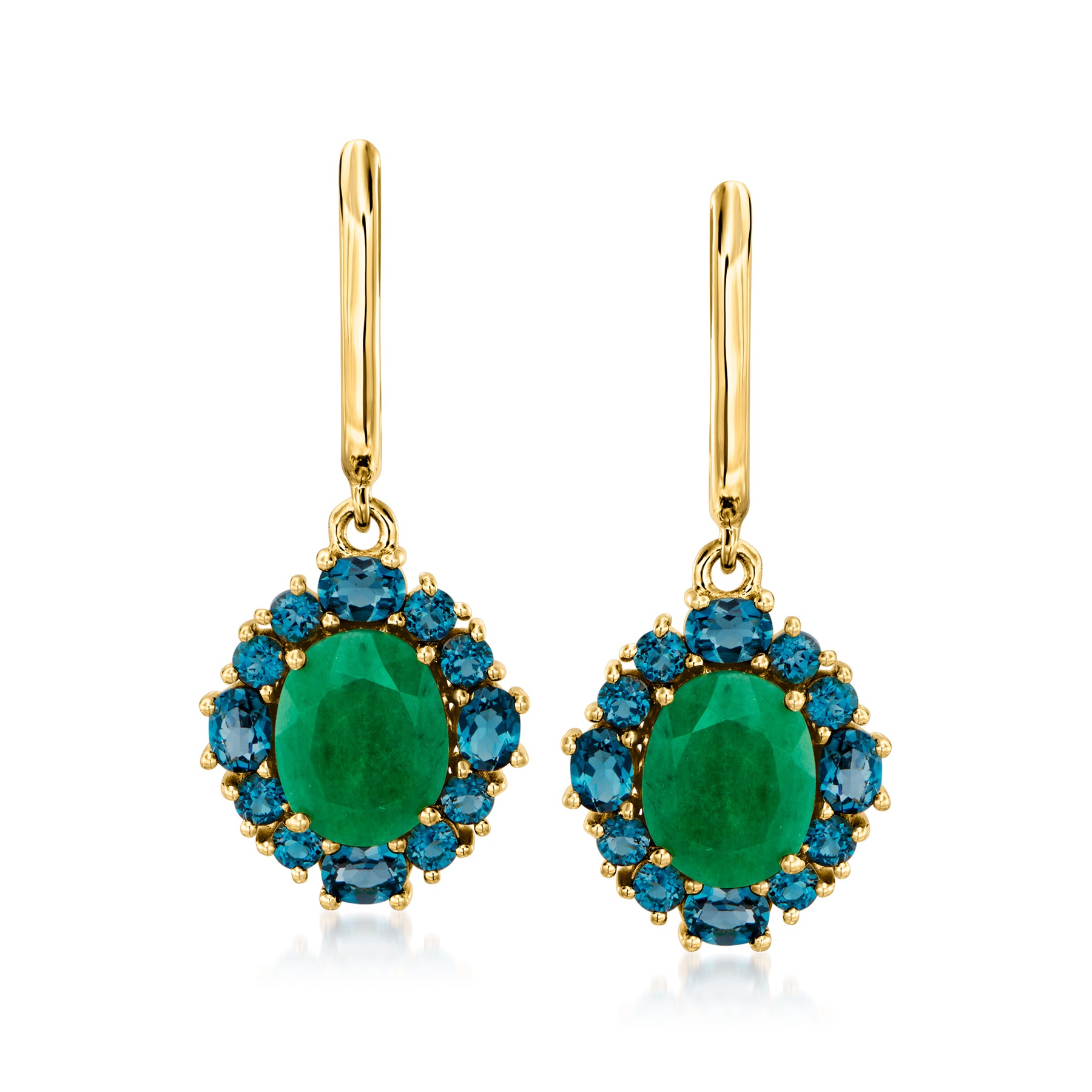 Ross-Simons Emerald Und London Blau Topaz Ohrringe in 18kt Gold über Sterling