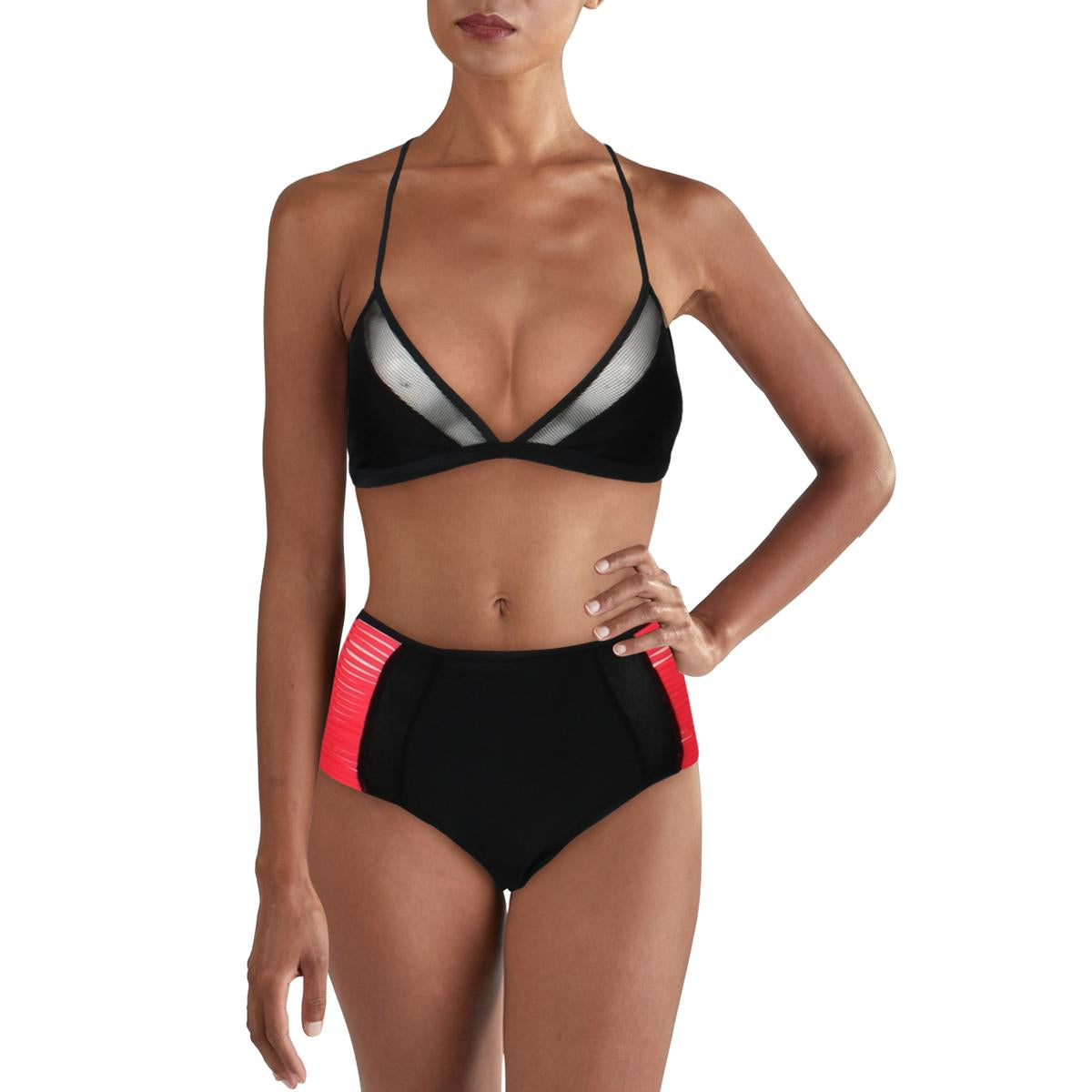 2 PC Bikini Badeanzug mit hoher Taille