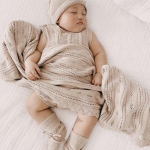 Luna + Luca Pointelle Babydecke – Heide beige