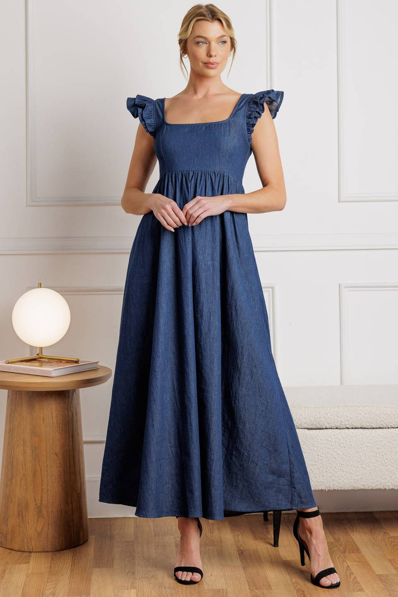 KILLING TIME CHAMBRAY MIDI Kleid