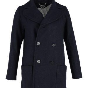 A.P.C. Zweireihiger Mantel aus dunkelblauer Wolle