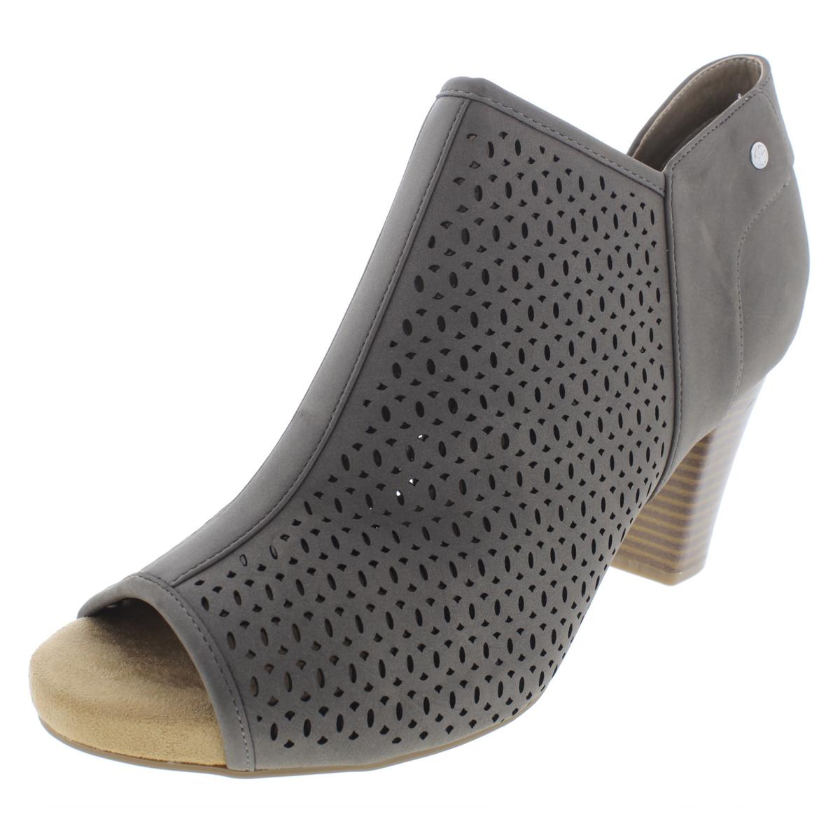 Angye Kunstleder Block Heel Peep-Toe Absatzschuhe