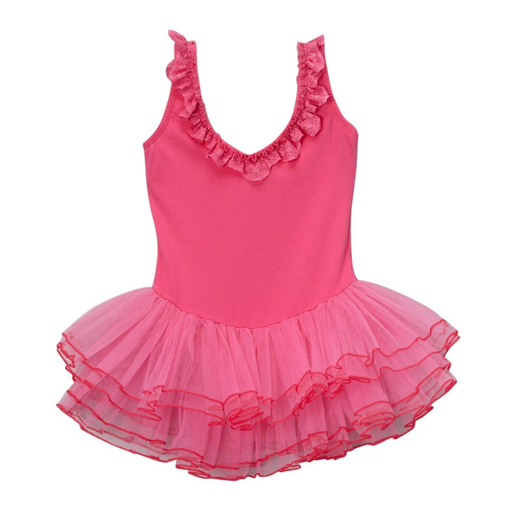Mädchen heißen rosa Rüschen Detail Spitze gerockt Tanzanzug 12M-10