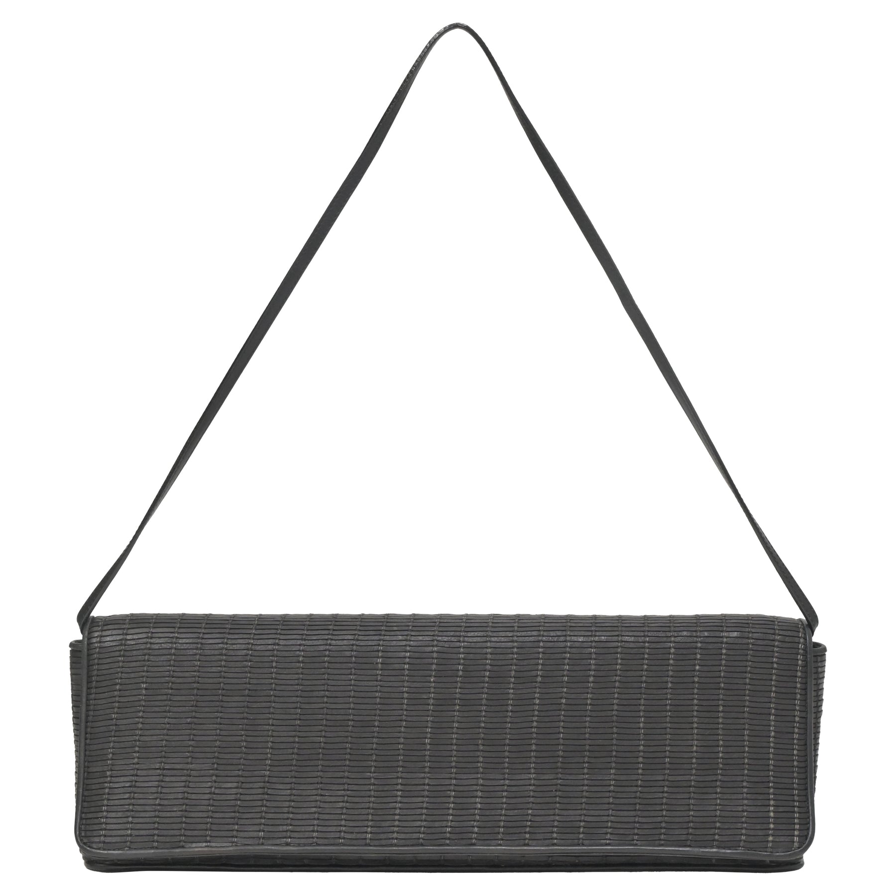 Giorgio Armani Geflochtene Clutch mit Schulterriemen aus schwarzem Leder