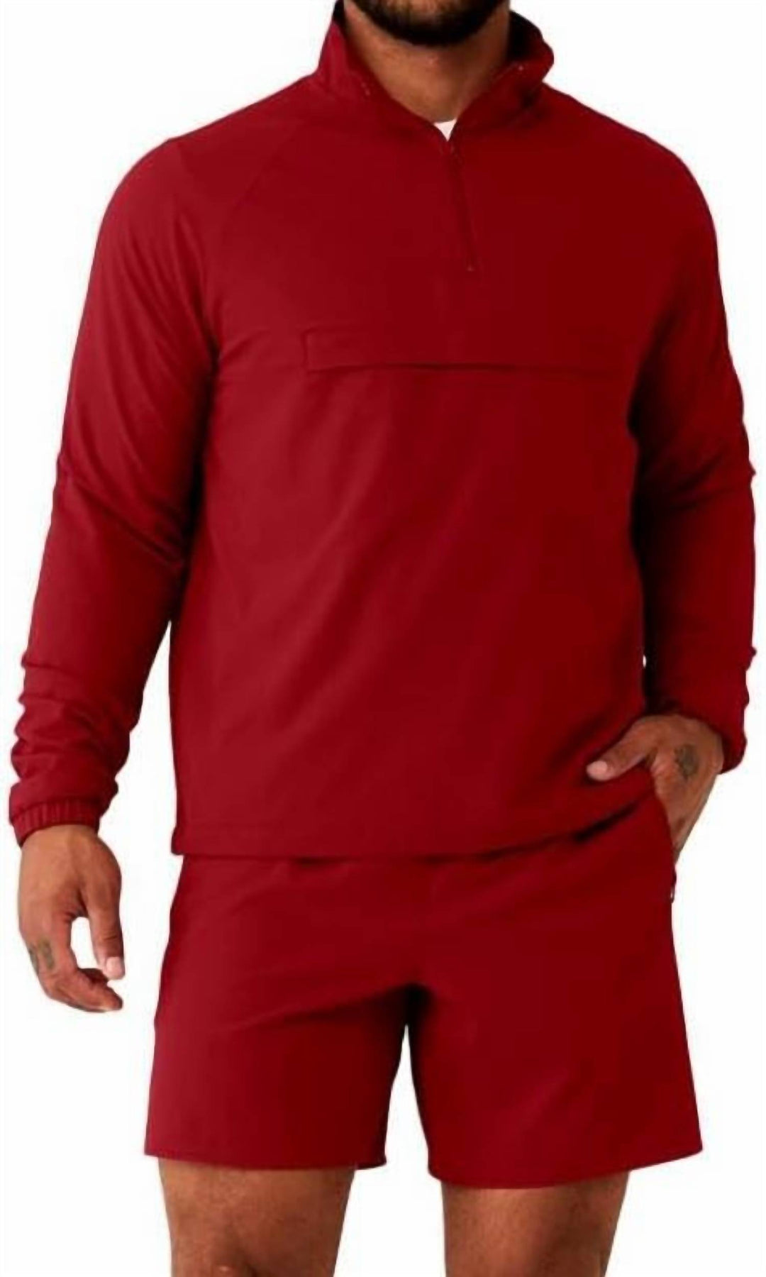 Herren 1/4 Zip Ripstop Jacke in Victoria Rot