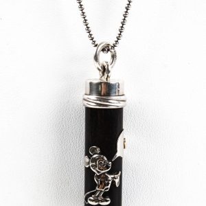 Jasper Damen-Halskette mit Cartoon-Maus-Anhänger aus Sterlingsilber und Gelbgold