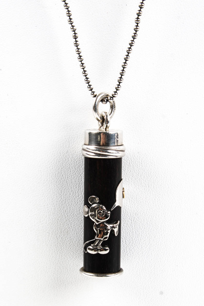 Jasper Damen-Halskette mit Cartoon-Maus-Anhänger aus Sterlingsilber und Gelbgold