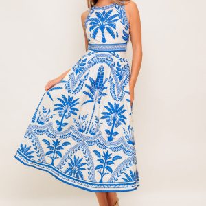 OCEAN PETALS Gewebtes Midikleid