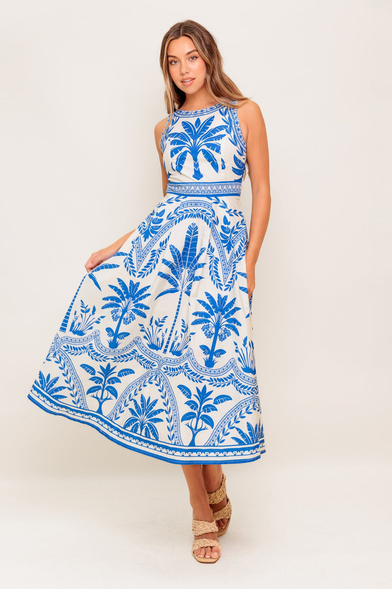 OCEAN PETALS gewebt MIDI Kleid