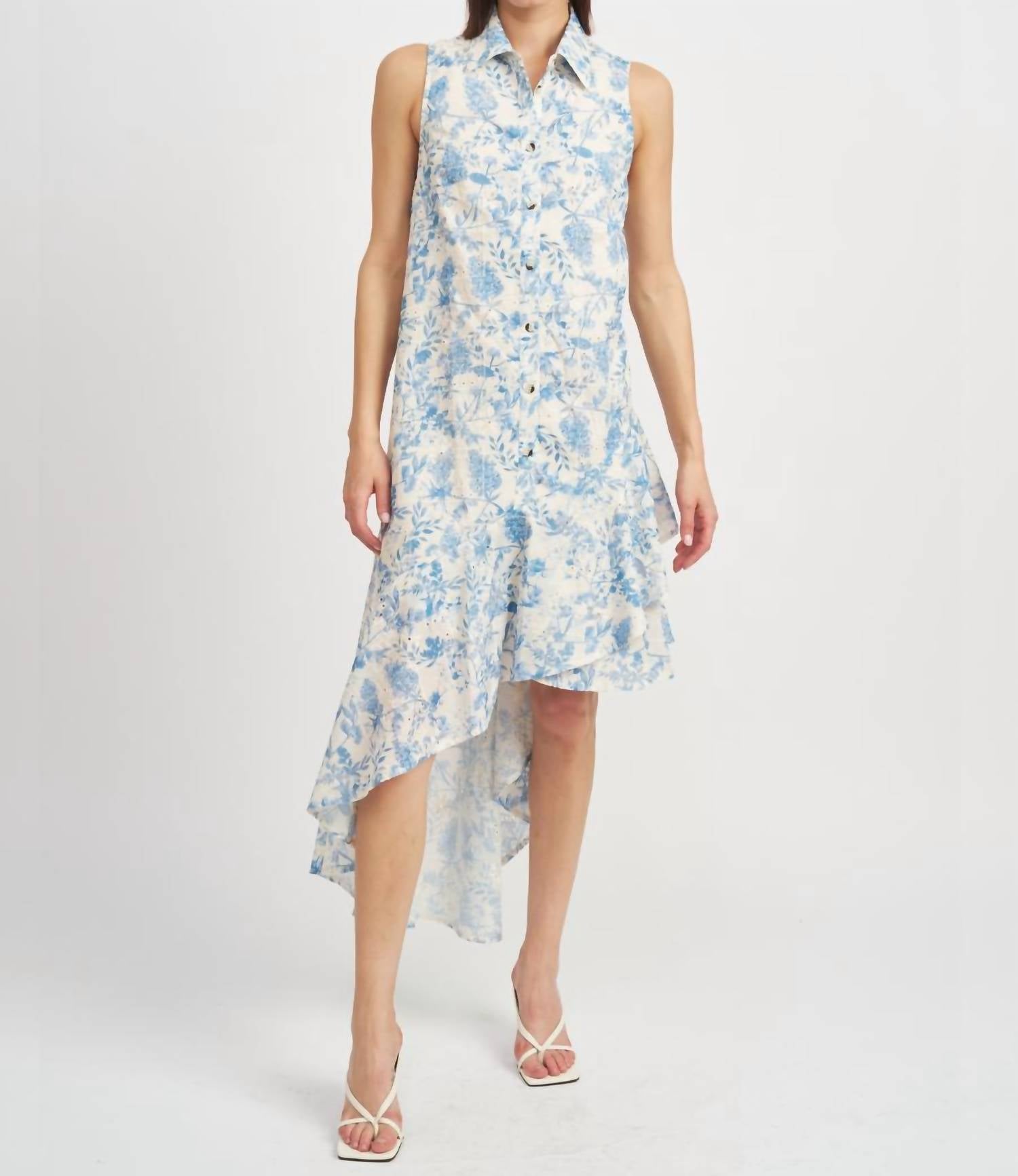 Davina Asymmetrisches Kleid in Blau