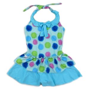 Kleine Mädchen Blau Mehrfarbig Blume Rüschen One Piece Badeanzug 2T-7