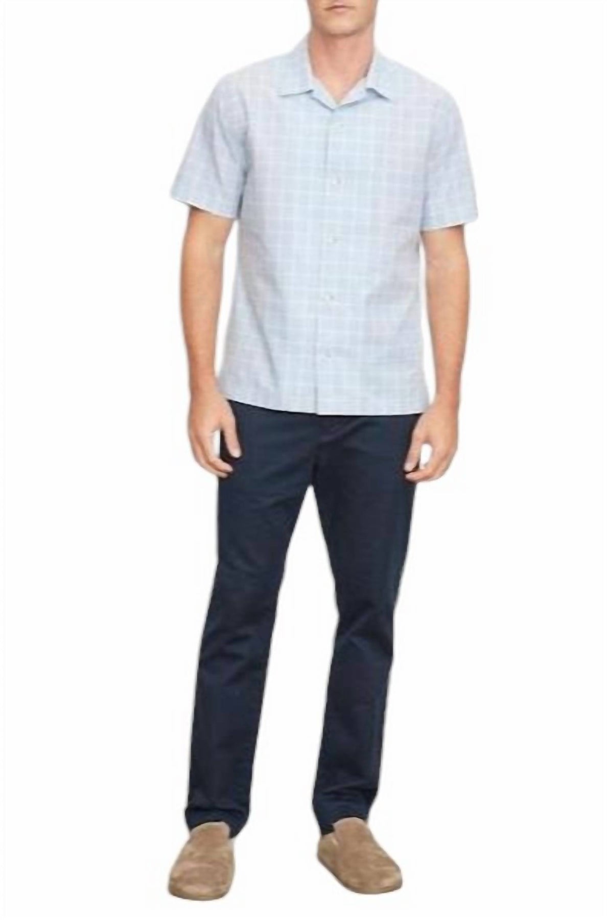 Herren Mallorca Windowpane Hemd in Blau