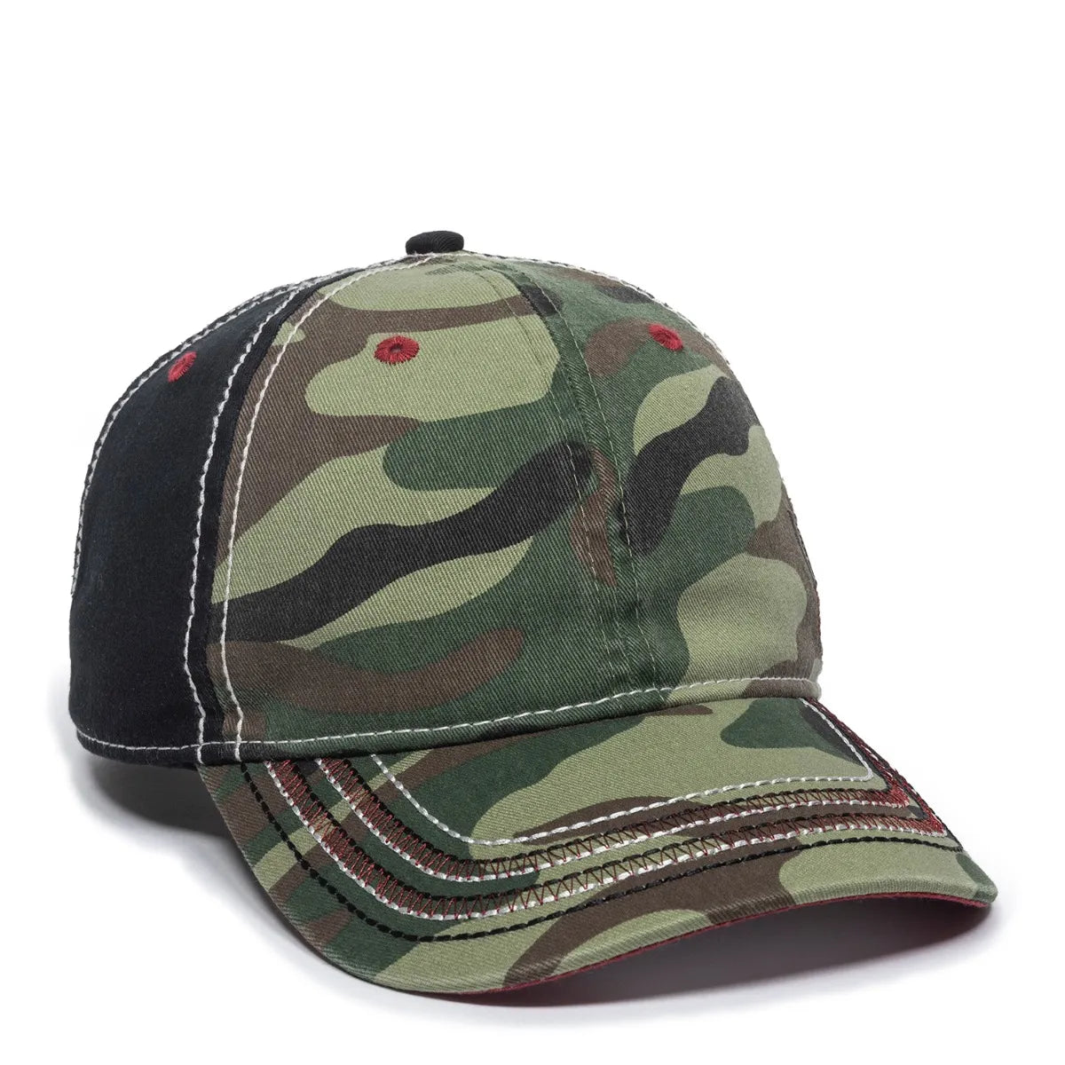 Outdoor Cap AGC-100 Generisches Camo/schwarz/amerikanische Flagge unstrukturierte solide zurück Hut