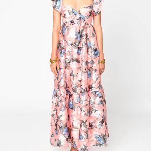 Lilly Sweetheart Neckline Maxikleid in süßen Talkin rosa