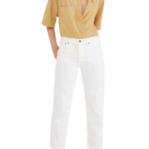 Rhea Mid Rise Crop Jeans in Vintage Weiß