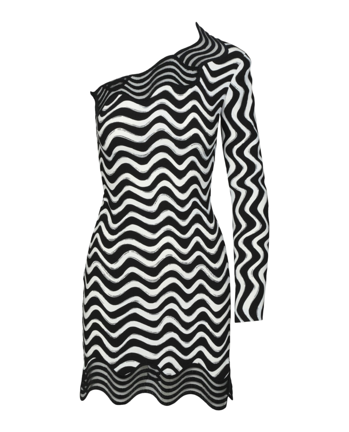 Einschultriges Kleid mit Wellenmuster