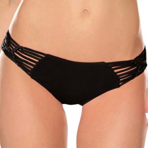 Damen elektrische Strom solide Macrame Hipster Bikini Bottom in schwarz