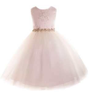 große Mädchen Elfenbein Perlen applique Junior Brautjungfer Kleid 8-12