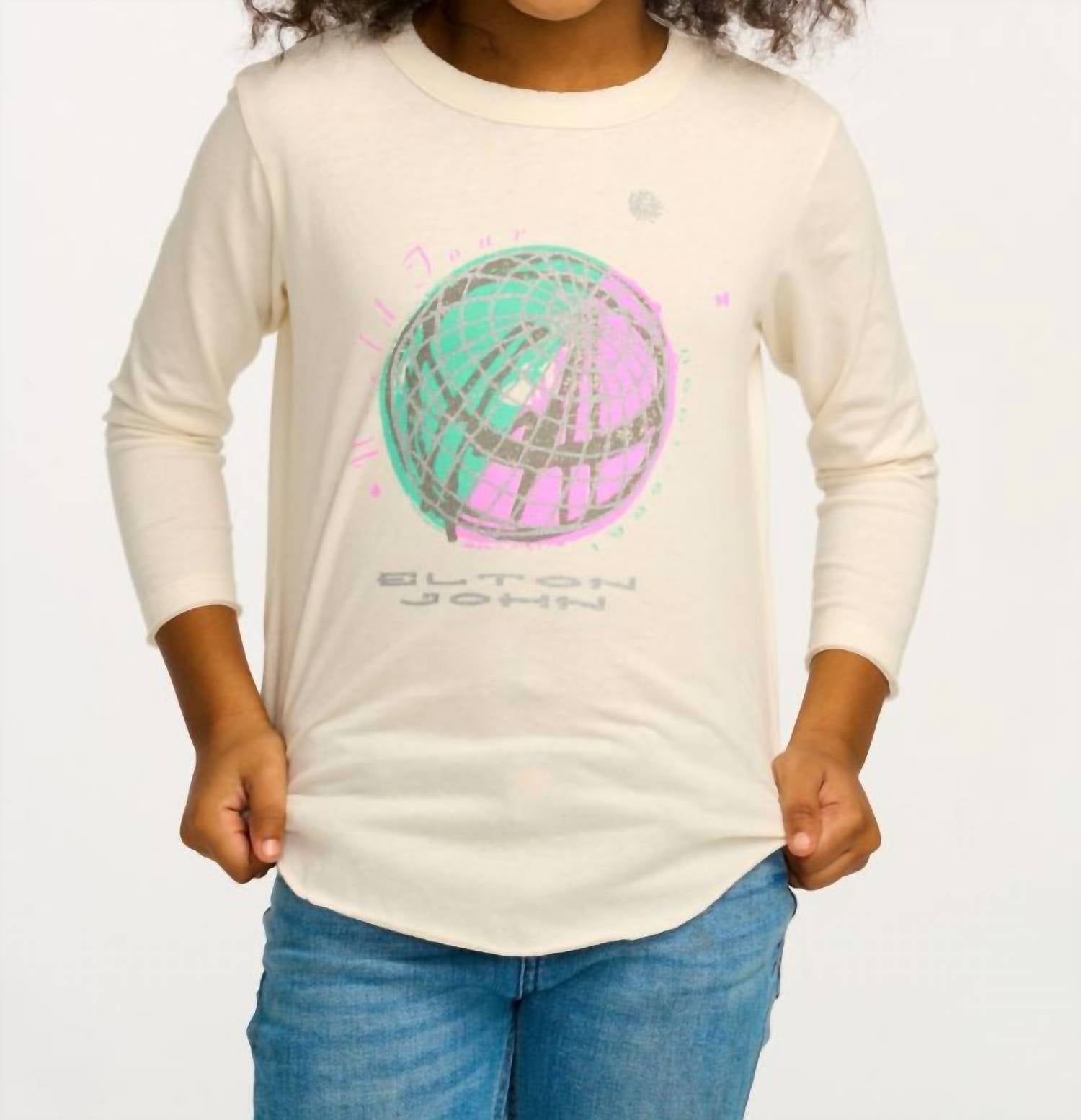 Kinder Elton John World Tour Langarm-T-Shirt in Weiß