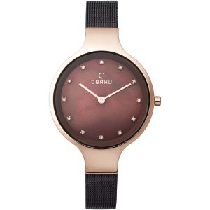 Obaku Damen klassische braune Zifferblatt Armbanduhr