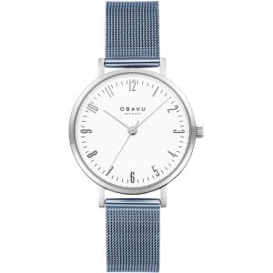 Obaku Damen eisblaues weißes Zifferblatt Armbanduhr