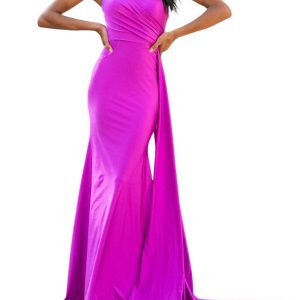 eine Schulter lycra Kleid in Magenta