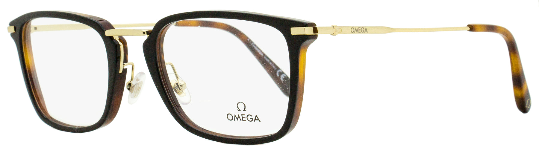 Omega Herren Rechteckige Brillen OM5025 005 Schwarz/Havanna 53mm