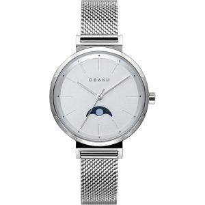 Obaku Damen maane silberne Zifferblatt Armbanduhr
