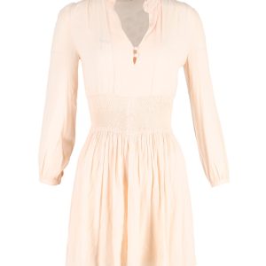 Maje Smocked Mini-Kleid in Pfirsich Viskose