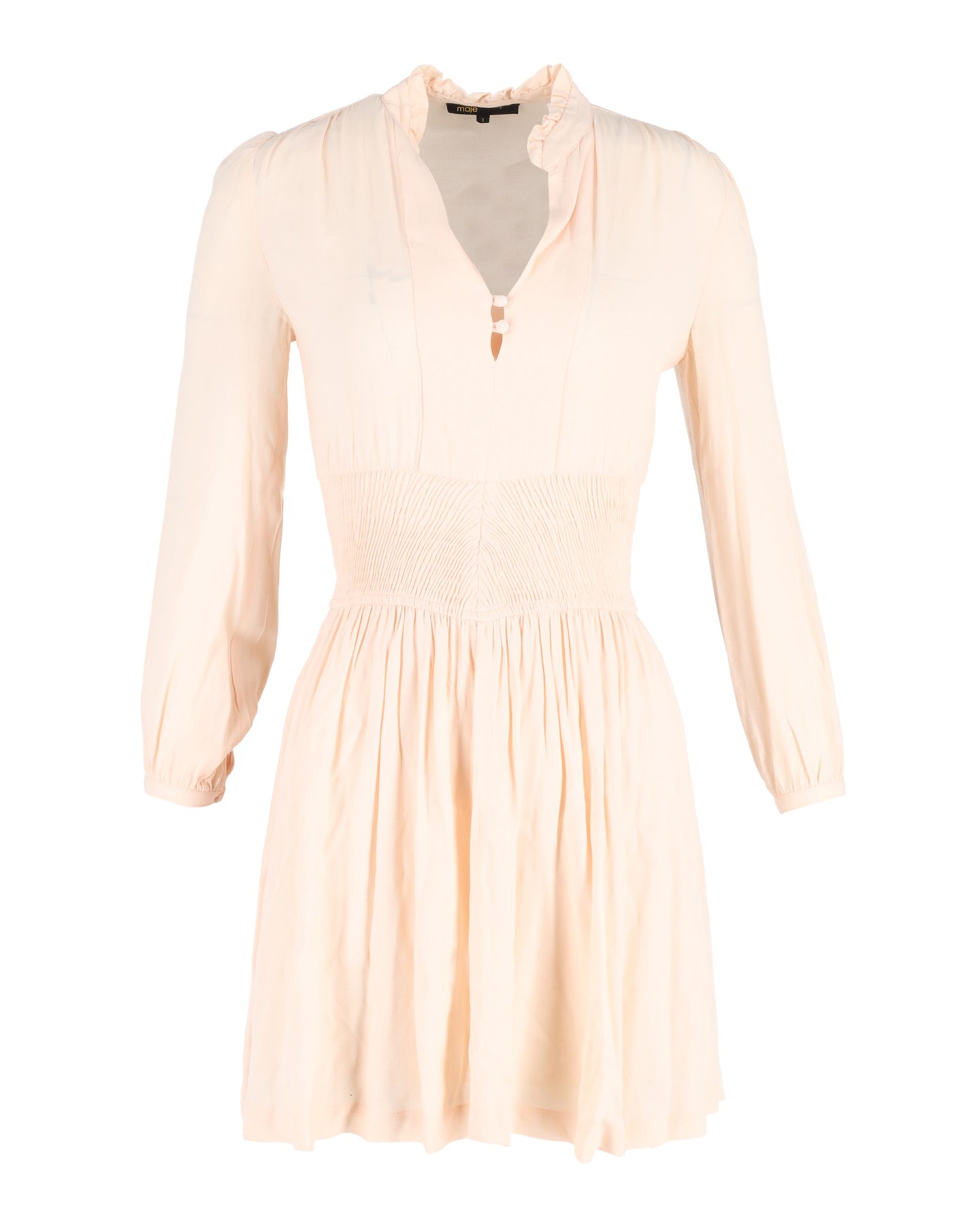 Maje Smocked Minikleid aus Pfirsich-Viskose