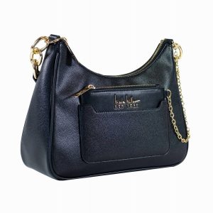 Damen Crossbody Schultertasche mit Münzbeutel in schwarz 7668085915708