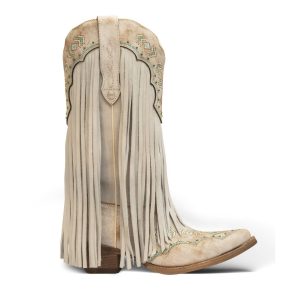 Damen franny Leder cowgirl Stiefel in weiß 7749091590204