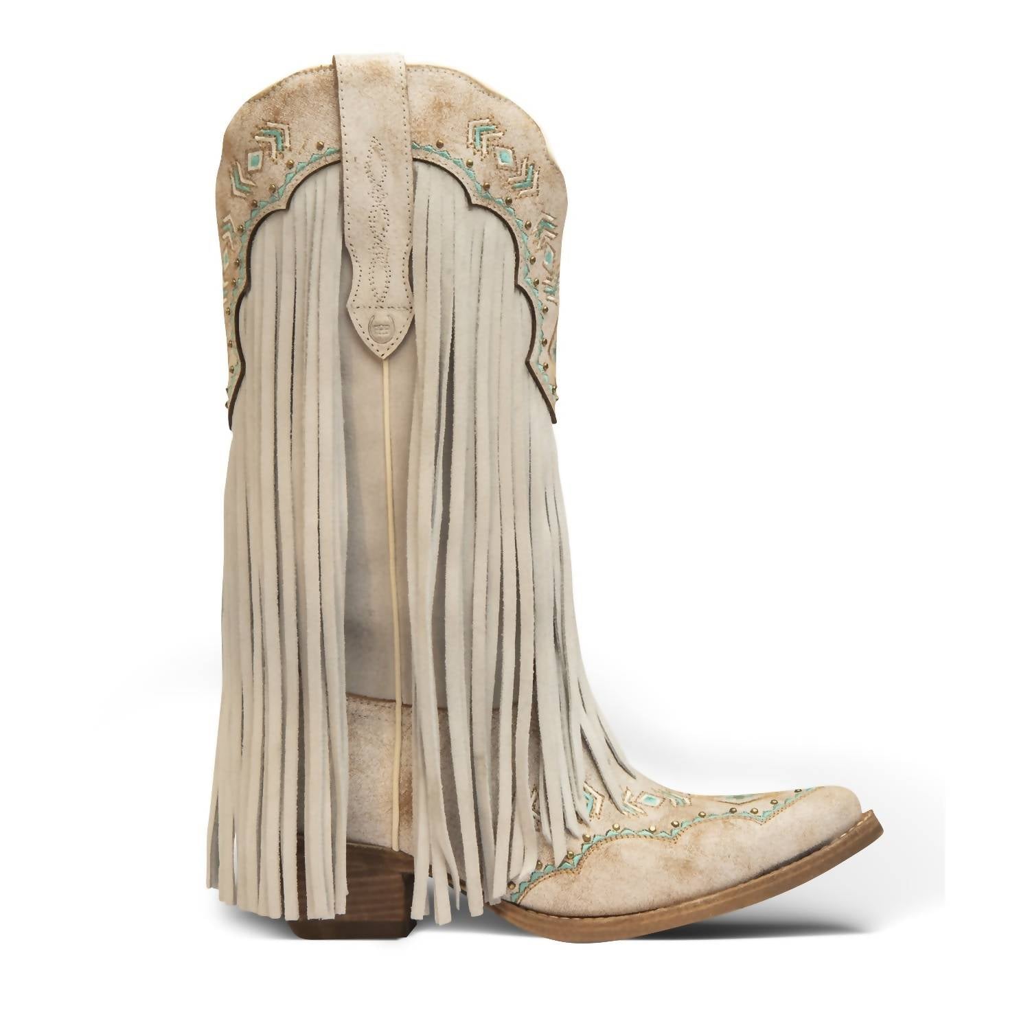 Damen Franny Leder Cowgirl Stiefel in weiß