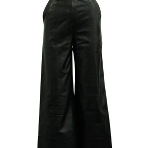 Dodo Bar Or High-rise Weitbeinhose aus schwarzem Leder 7764864270396