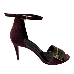 Pierre Hardy 3D Cube Ankle Strap Fersen in Burgunder Wildleder 7764864827452