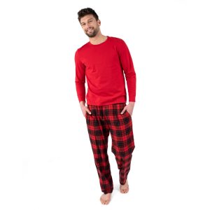 Weihnachten Herren Baumwolle Top Flanell Hose Pyjamas kariert