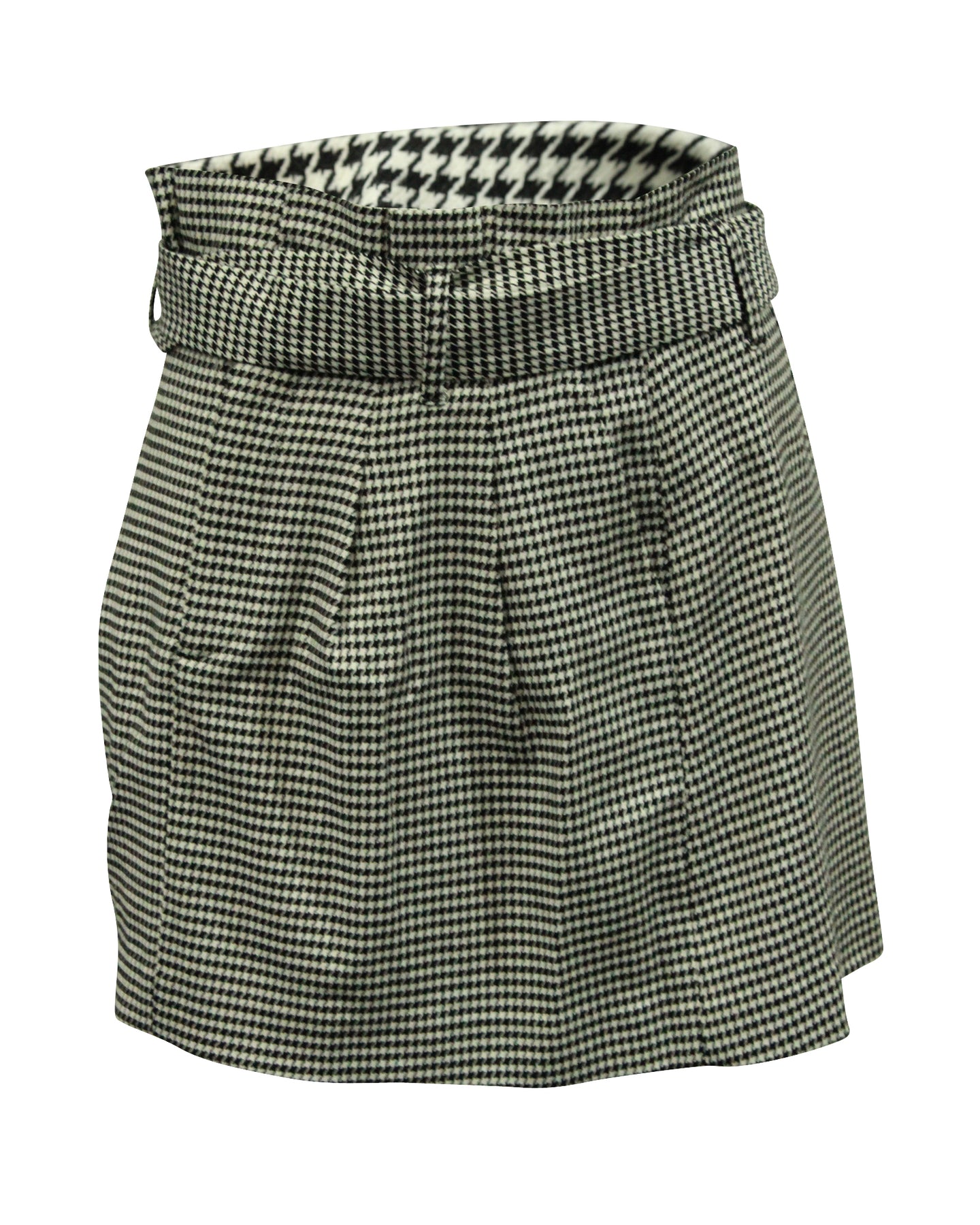 Alice & Olivia Houndstooth – Minirock mit Gürtel in Schwarz/Weiß