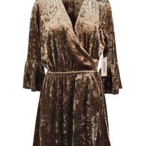 L’agence Riley Wrap Velvet Kleid aus braunem Polyester 7764867448892