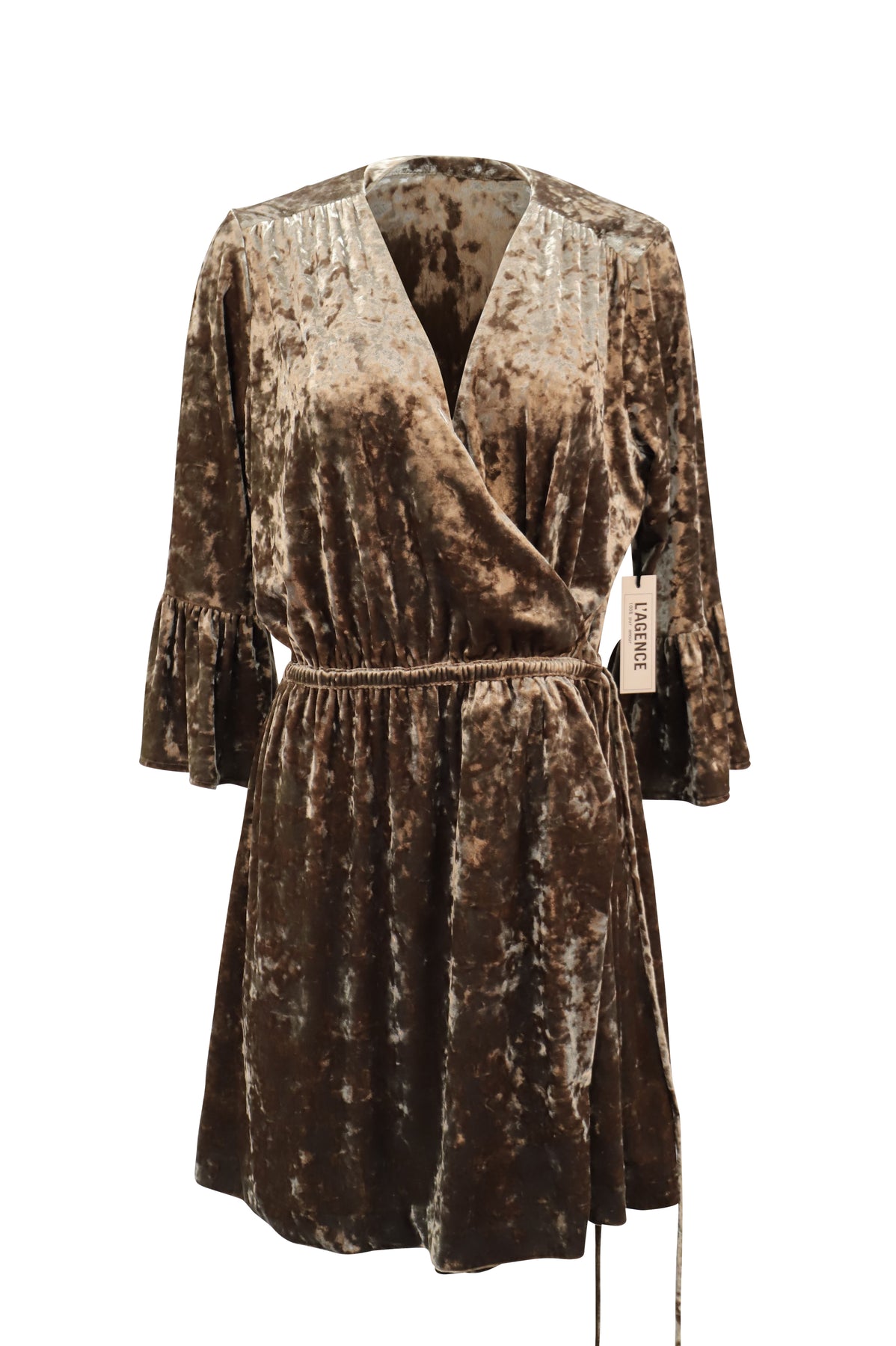 L'agence Riley Wrap Velvet Kleid aus braunem Polyester