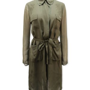 Diane Von Furstenberg Blaine Belted Jacke aus olivgrüner Seide 7764864434236